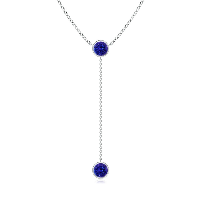 6mm AAAA Bezel-Set Round Tanzanite Lariat Style Necklace in P950 Platinum 