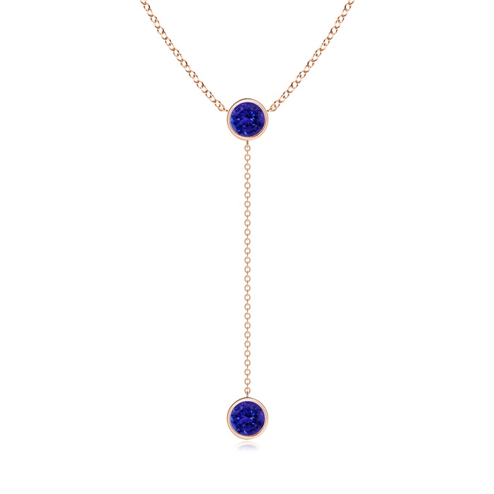 6mm AAAA Bezel-Set Round Tanzanite Lariat Style Necklace in Rose Gold 