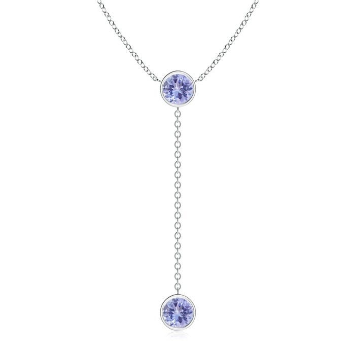 7mm A Bezel-Set Round Tanzanite Lariat Style Necklace in P950 Platinum 