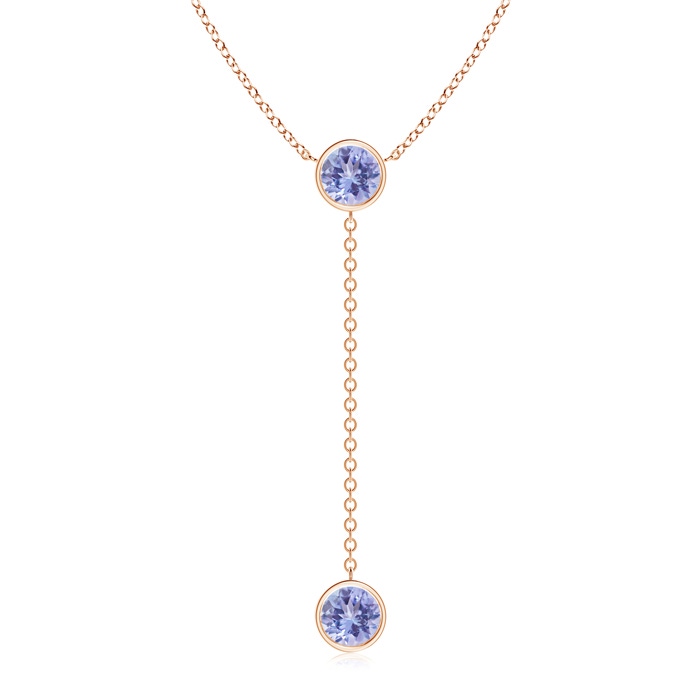 7mm A Bezel-Set Round Tanzanite Lariat Style Necklace in Rose Gold 