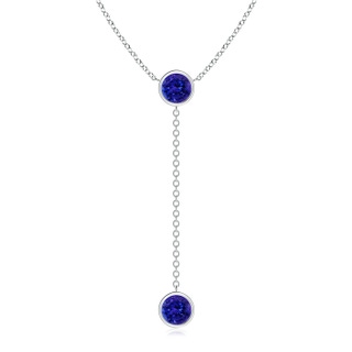 7mm AAAA Bezel-Set Round Tanzanite Lariat Style Necklace in P950 Platinum