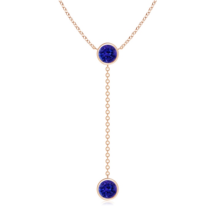 7mm AAAA Bezel-Set Round Tanzanite Lariat Style Necklace in Rose Gold 