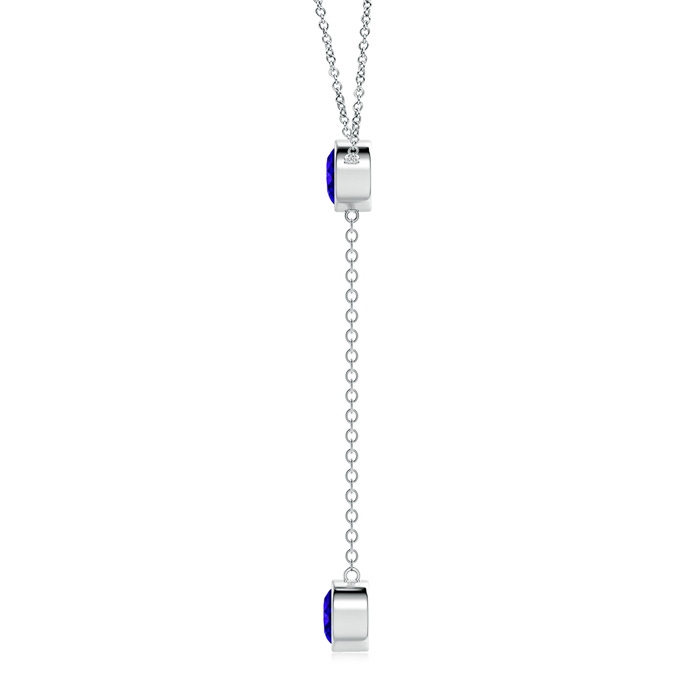 7mm AAAA Bezel-Set Round Tanzanite Lariat Style Necklace in White Gold product image