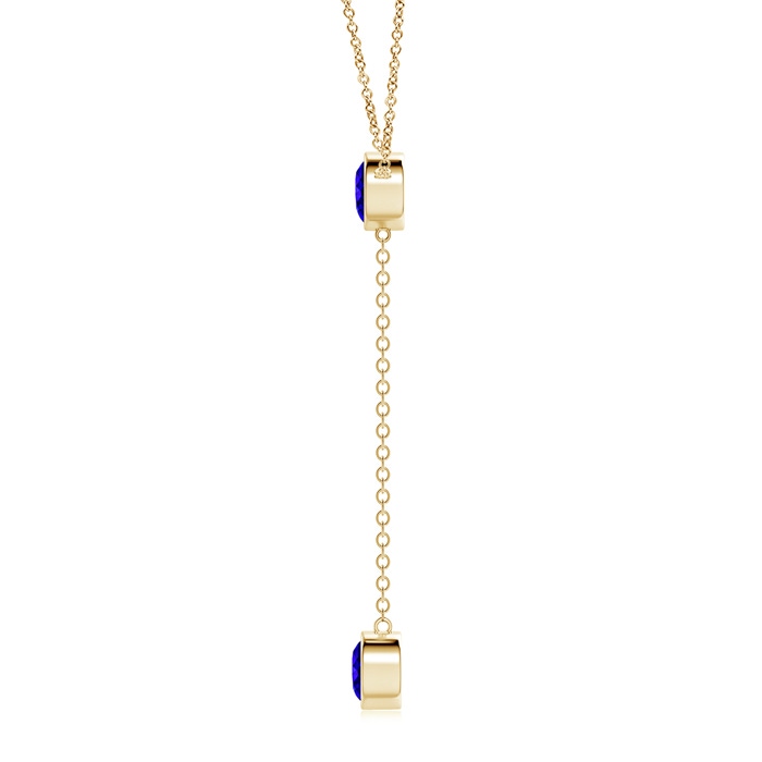 7mm AAAA Bezel-Set Round Tanzanite Lariat Style Necklace in Yellow Gold product image