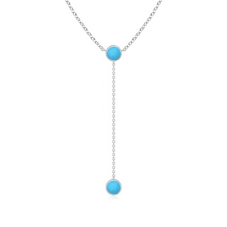5mm AAA Bezel-Set Round Turquoise Lariat Style Necklace in White Gold