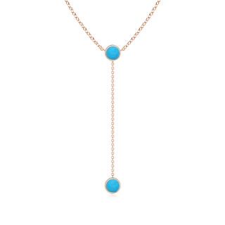 5mm AAAA Bezel-Set Round Turquoise Lariat Style Necklace in Rose Gold