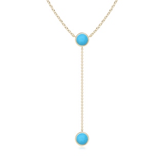 6mm AAA Bezel-Set Round Turquoise Lariat Style Necklace in Yellow Gold