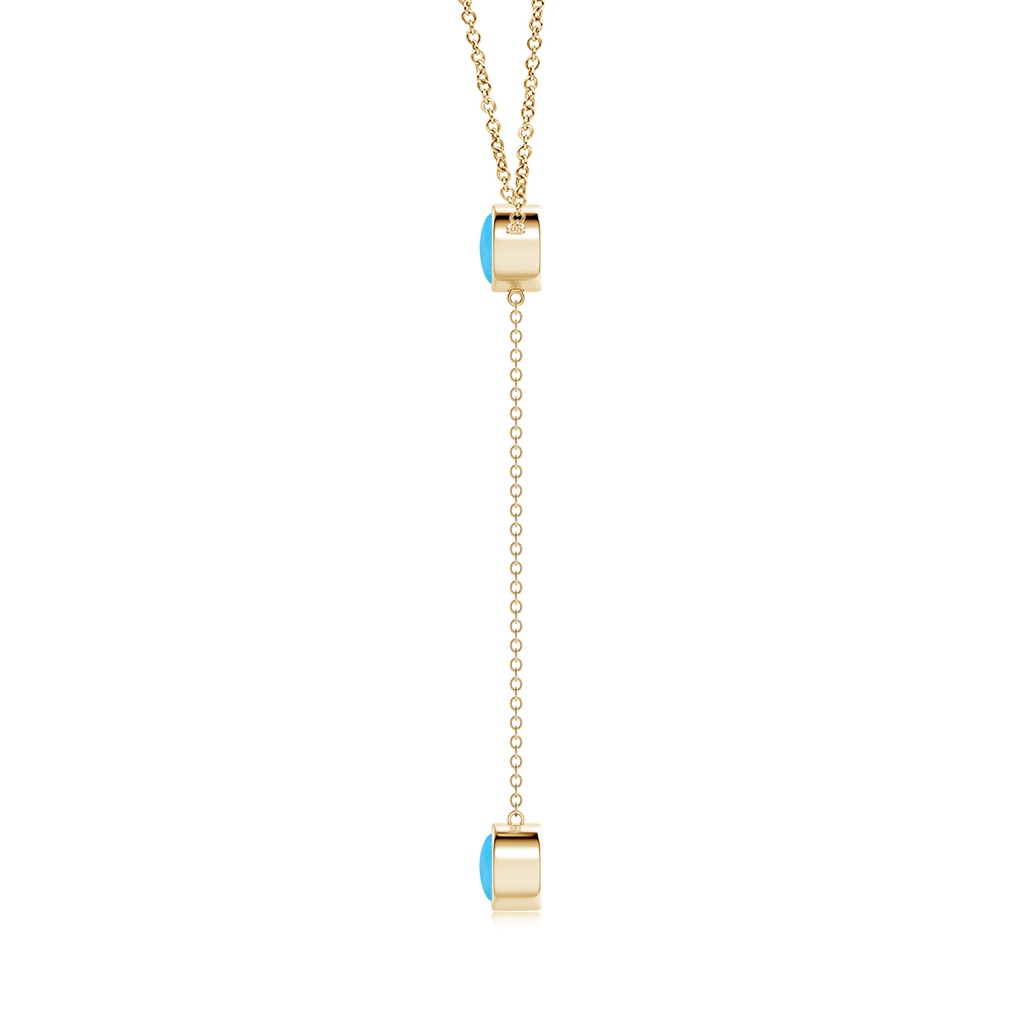 6mm AAA Bezel-Set Round Turquoise Lariat Style Necklace in Yellow Gold Side 1