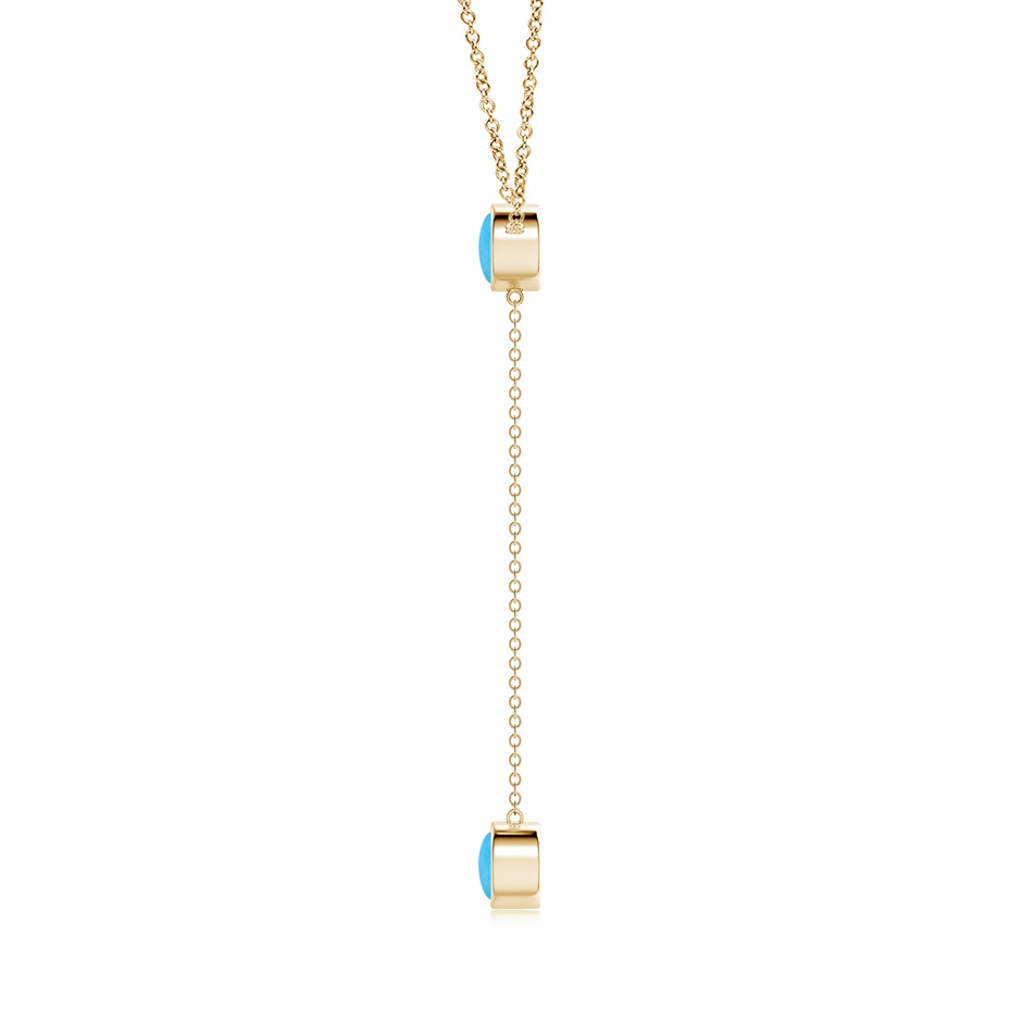 6mm AAA Bezel-Set Round Turquoise Lariat Style Necklace in Yellow Gold side 1