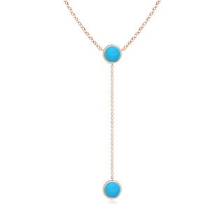 6mm AAAA Bezel-Set Round Turquoise Lariat Style Necklace in Rose Gold