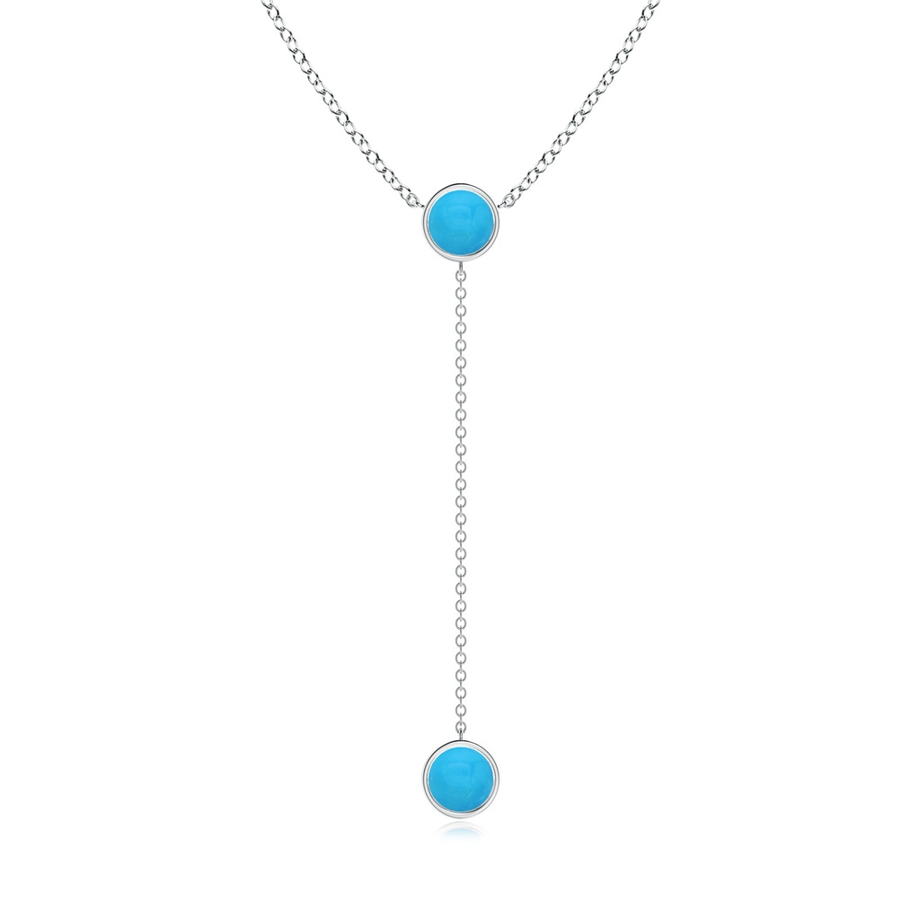 6mm AAAA Bezel-Set Round Turquoise Lariat Style Necklace in White Gold