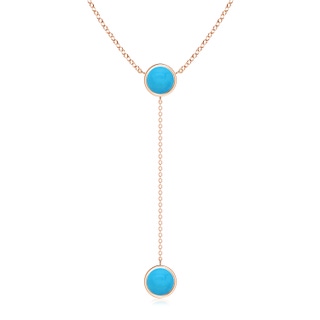 7mm AAAA Bezel-Set Round Turquoise Lariat Style Necklace in Rose Gold
