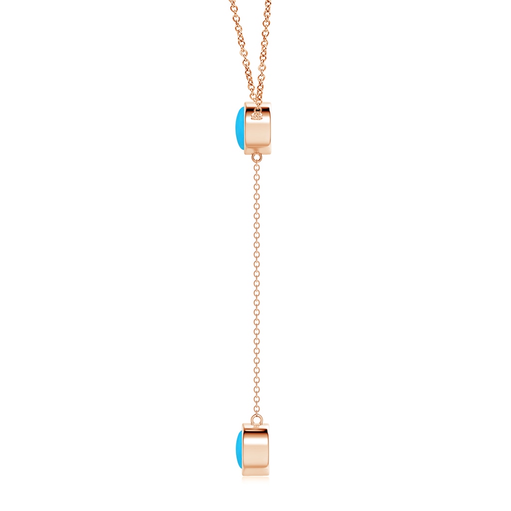 7mm AAAA Bezel-Set Round Turquoise Lariat Style Necklace in Rose Gold Side 1