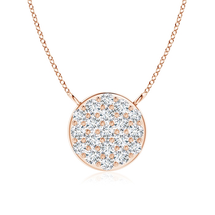 1.4mm GVS2 Round Diamond Disc Pendant Necklace in Rose Gold