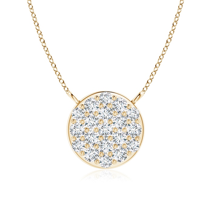 1.4mm GVS2 Round Diamond Disc Pendant Necklace in Yellow Gold