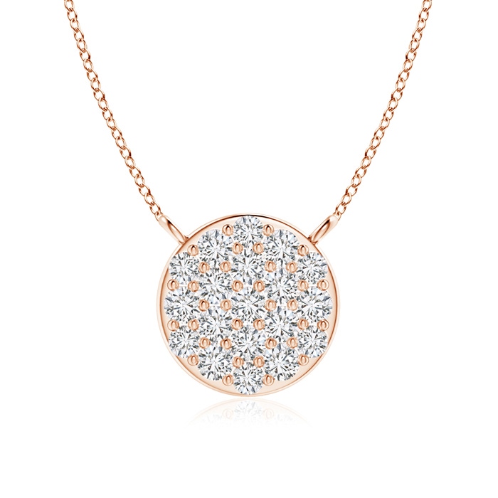 1.4mm HSI2 Round Diamond Disc Pendant Necklace in Rose Gold 