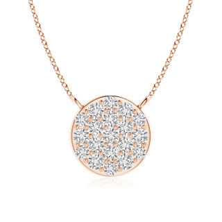 1.4mm HSI2 Round Diamond Disc Pendant Necklace in Rose Gold