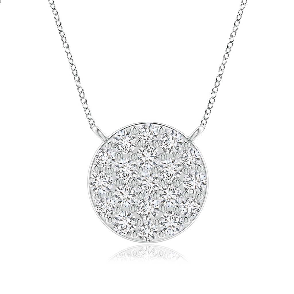 1.65mm HSI2 Round Diamond Disc Pendant Necklace in White Gold 