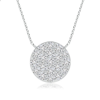 1.65mm HSI2 Round Diamond Disc Pendant Necklace in White Gold