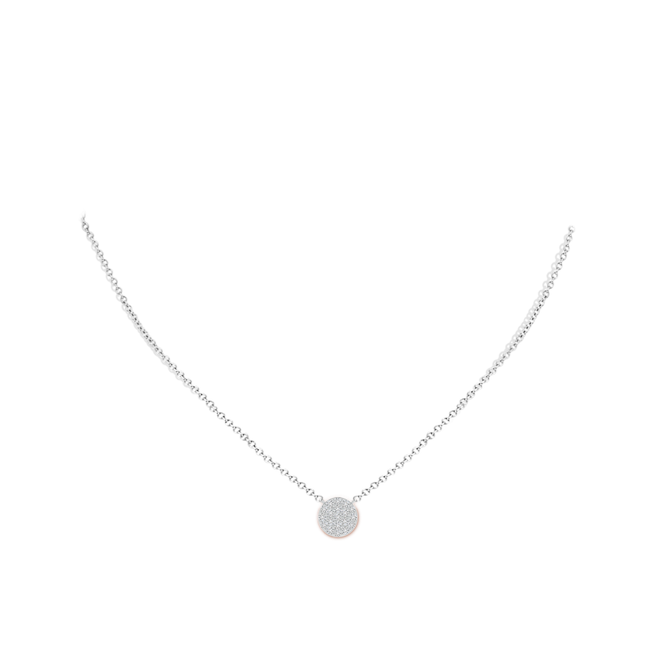 1.65mm HSI2 Round Diamond Disc Pendant Necklace in White Gold body-neck