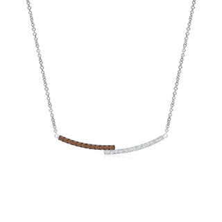 1.1mm AAAA Coffee and White Diamond Double Bar Pendant Necklace in P950 Platinum