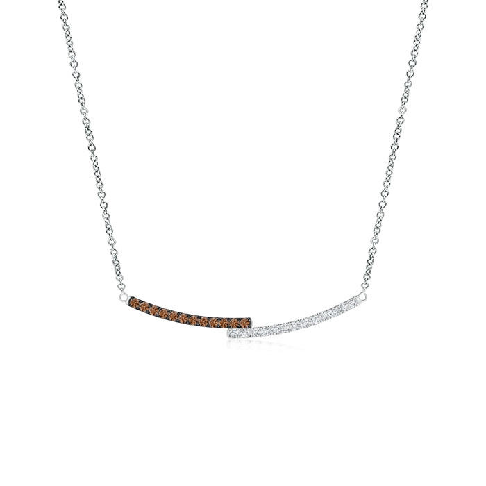 1.1mm AAAA Coffee and White Diamond Double Bar Pendant Necklace in White Gold