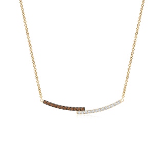 1.1mm AAAA Coffee and White Diamond Double Bar Pendant Necklace in Yellow Gold