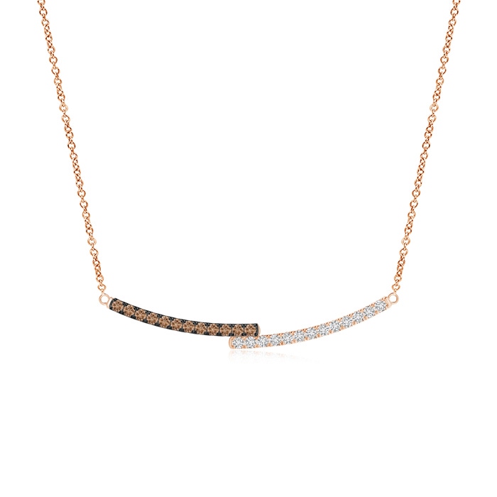 1.3mm AAA Coffee and White Diamond Double Bar Pendant Necklace in Rose Gold