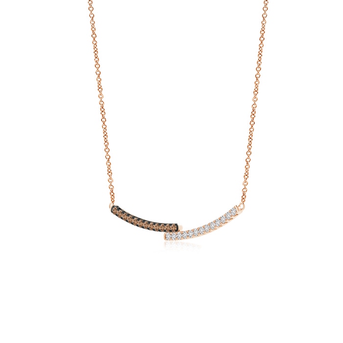 1.3mm AAA Coffee and White Diamond Double Bar Pendant Necklace in Rose Gold Product Image