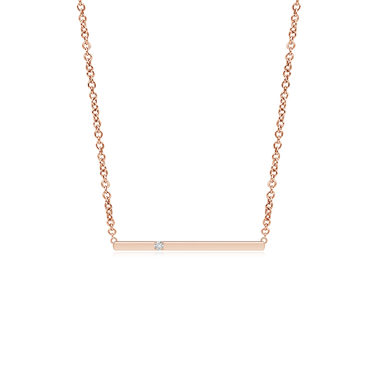 Angara 1.7 MM Solitaire Diamond Bar Pendant Necklace in 14K Rose Gold