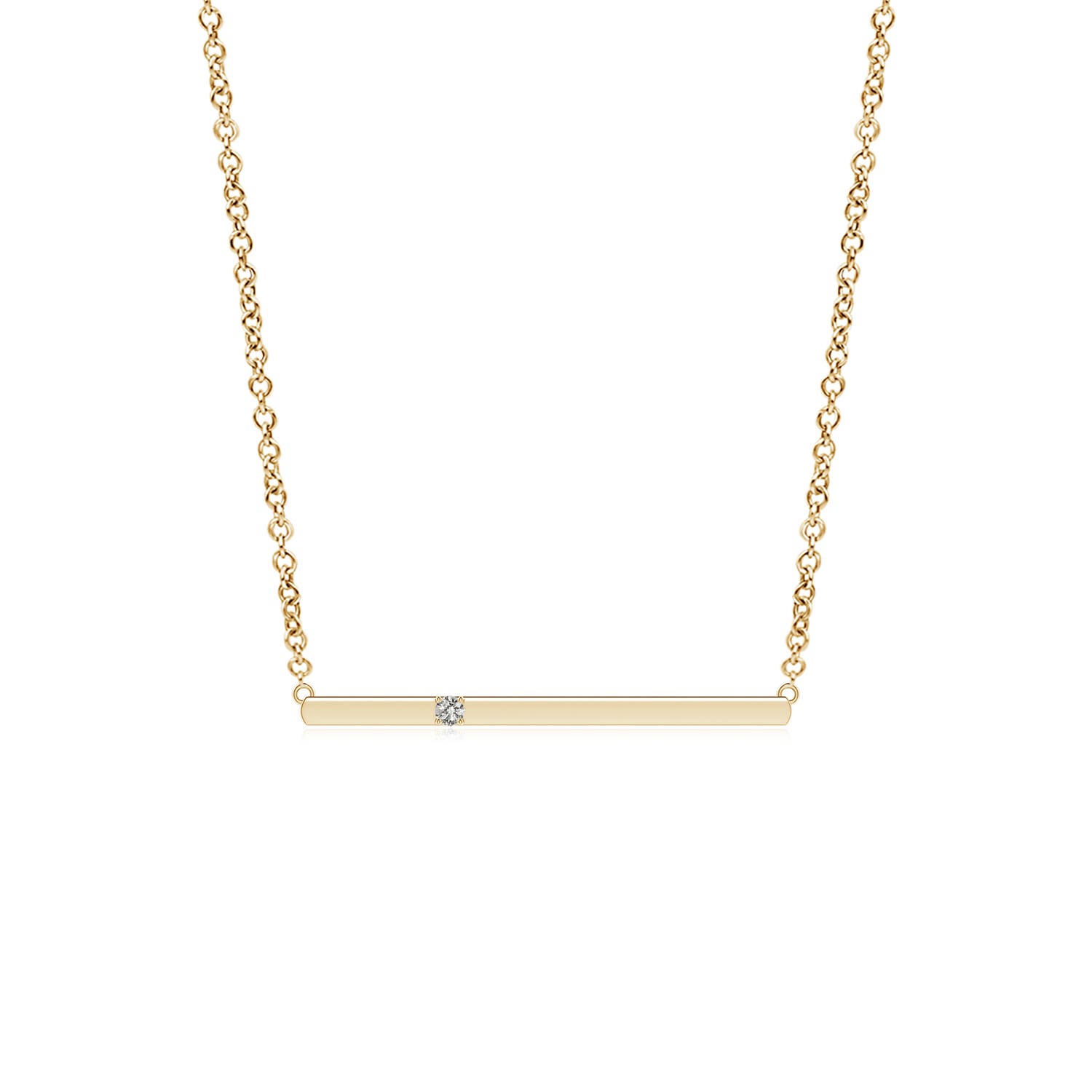 Angara 1.9 MM Solitaire Diamond Bar Pendant Necklace in 14K Yellow Gold
