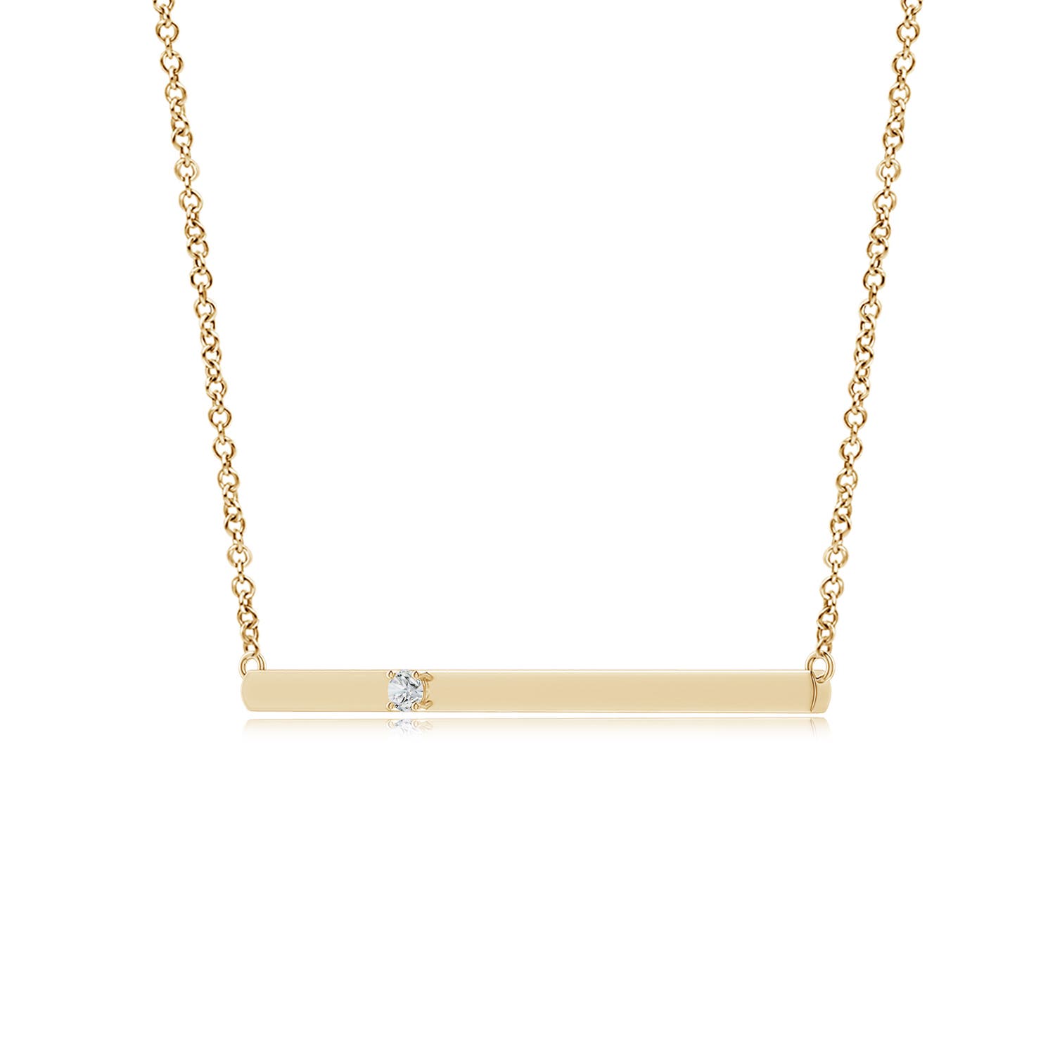 2.8mm HSI2 Solitaire Diamond Bar Pendant Necklace in 18K Yellow Gold - side 2
