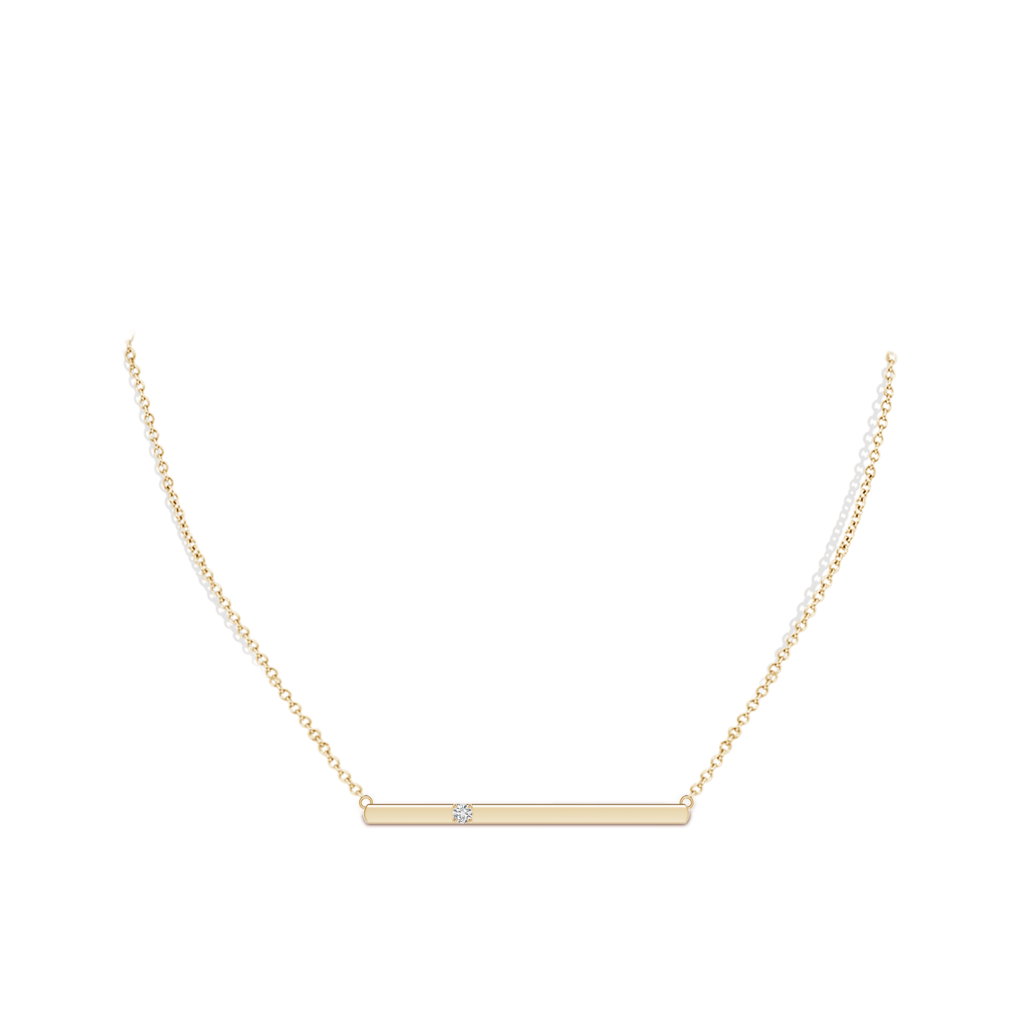2.8mm HSI2 Solitaire Diamond Bar Pendant Necklace in 18K Yellow Gold - body_neck