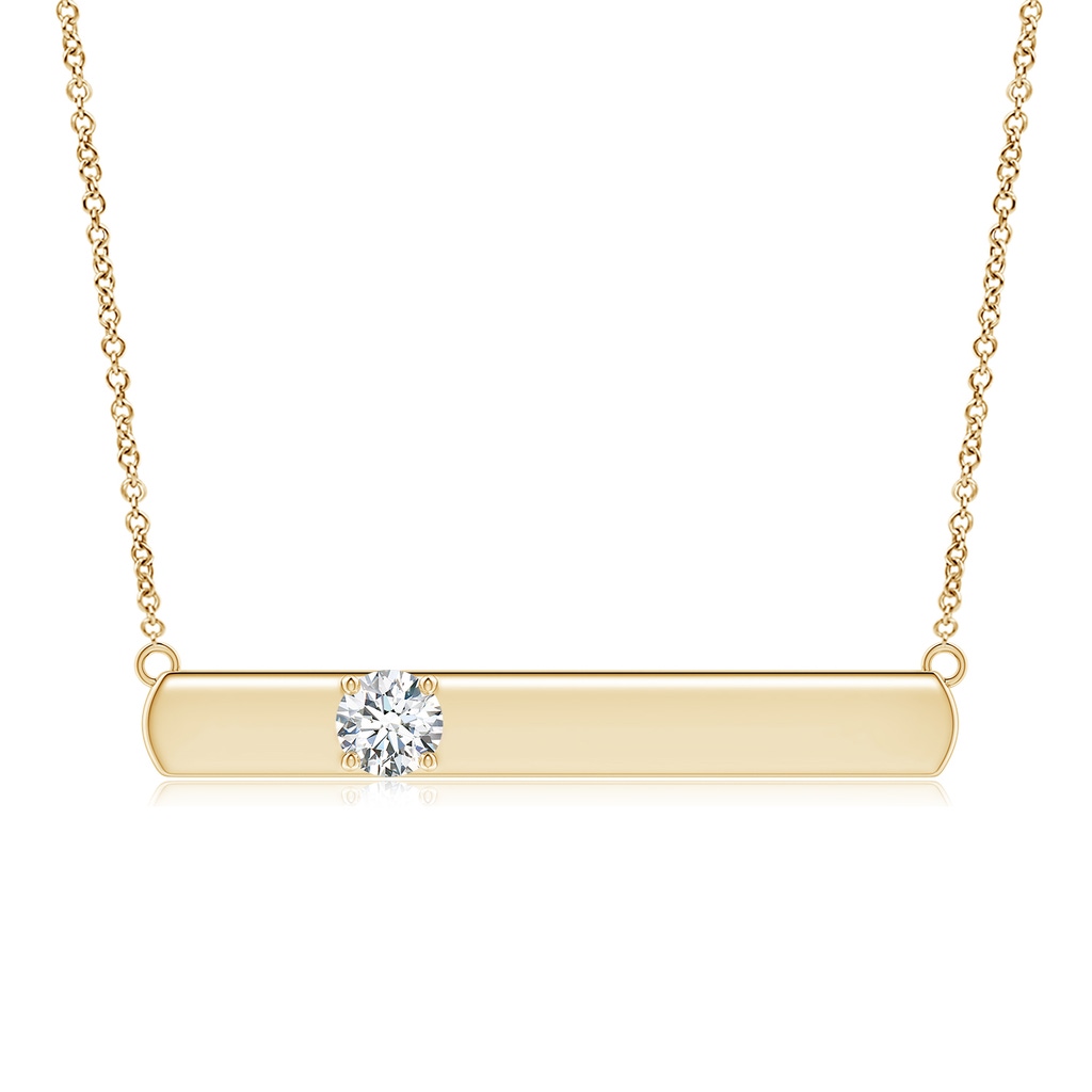 6.4mm GVS2 Solitaire Diamond Bar Pendant Necklace in Yellow Gold