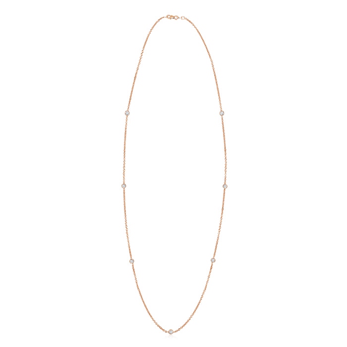 3mm GVS2 Bezel-Set Diamond Seven Stone Necklace in Rose Gold 