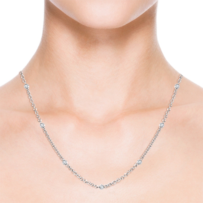 3mm GVS2 Bezel-Set Diamond Seven Stone Necklace in White Gold Product Image