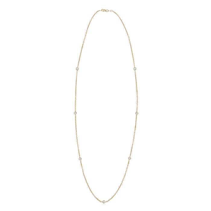 3mm GVS2 Bezel-Set Diamond Seven Stone Necklace in Yellow Gold 