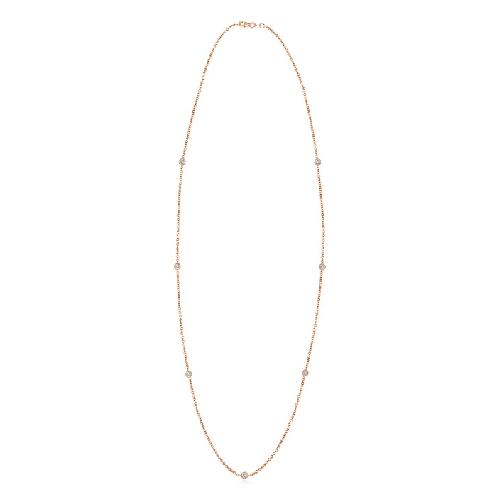 3mm IJI1I2 Bezel-Set Diamond Seven Stone Necklace in Rose Gold 