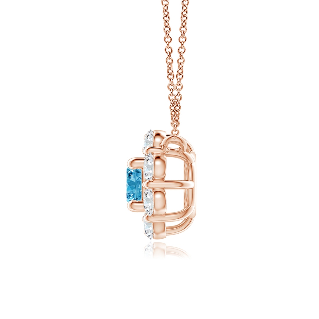 3.9mm AAAA Floral Clustre Fancy Intense Blue Diamond Necklace in Rose Gold - side 199