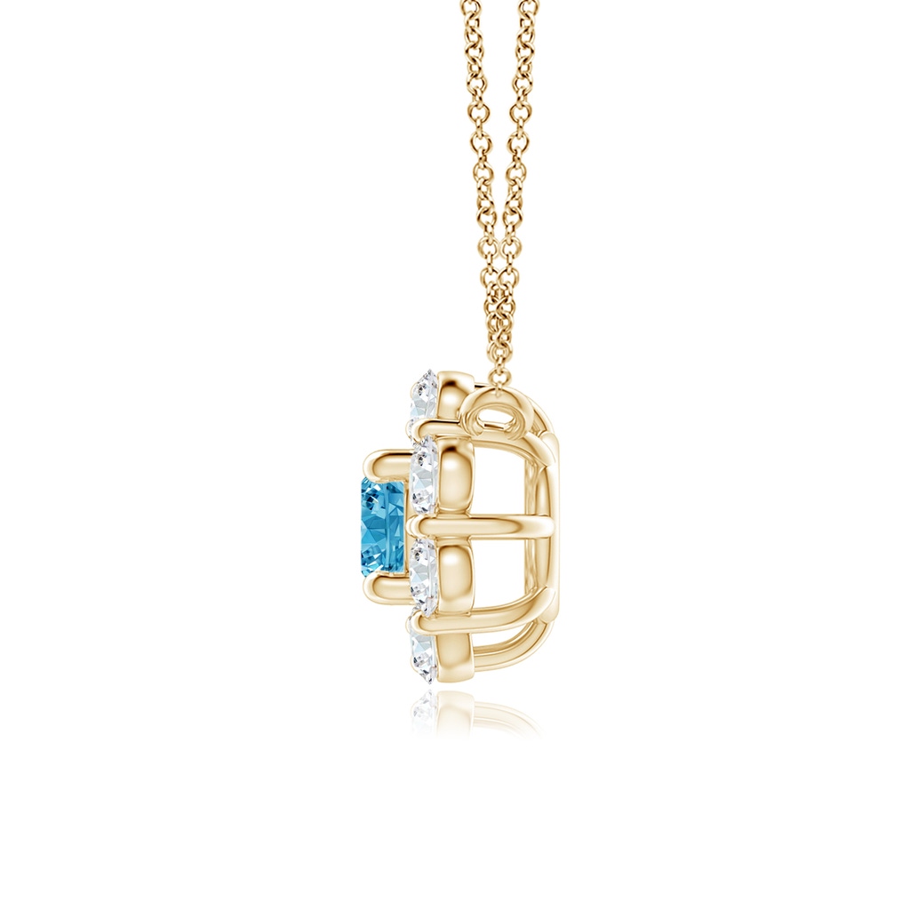 3.9mm AAAA Floral Clustre Fancy Intense Blue Diamond Necklace in Yellow Gold - side 199