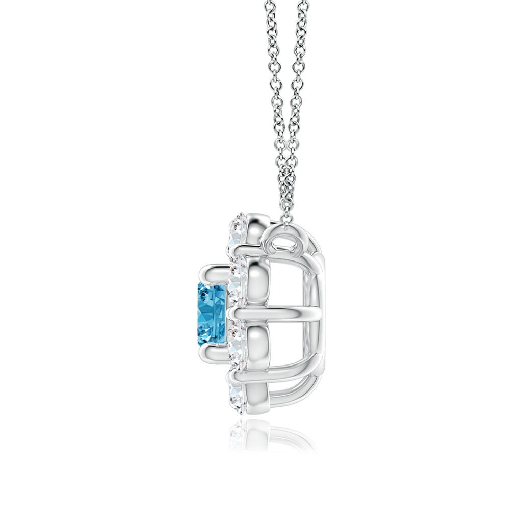 4.4mm AAAA Floral Clustre Fancy Intense Blue Diamond Necklace in White Gold - side 199