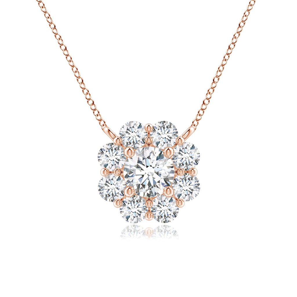 3.9mm GVS2 Floral Clustre Diamond Necklace in Rose Gold