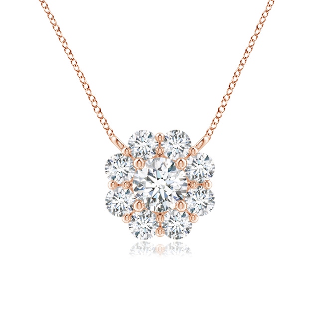 Angara Floral Cluster Diamond Necklace in 14K Yellow Gold | K, i3 Grade 0.325 Carat Prong Set Round Diamond (4.4mm)