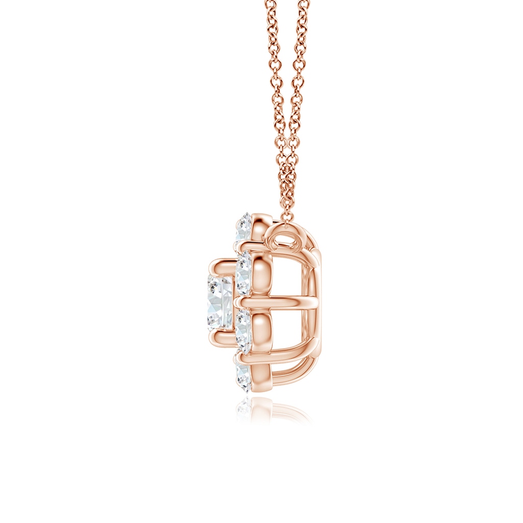3.9mm GVS2 Floral Clustre Diamond Necklace in Rose Gold Side-1