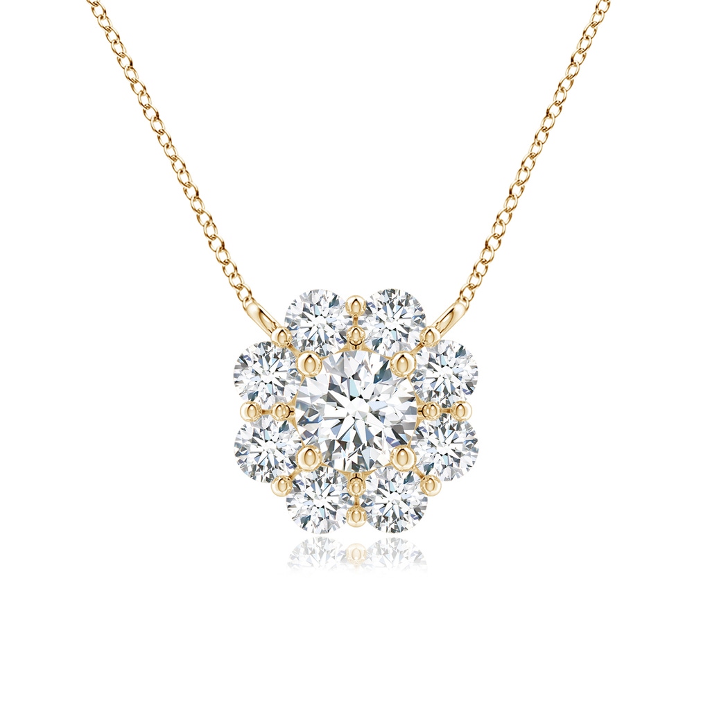 3.9mm GVS2 Floral Clustre Diamond Necklace in Yellow Gold