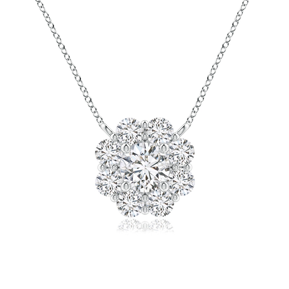 3.9mm HSI2 Floral Cluster Diamond Necklace in White Gold 