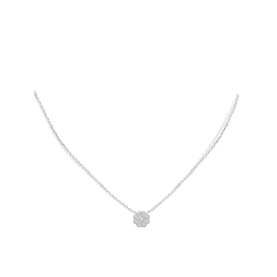 3.9mm HSI2 Floral Cluster Diamond Necklace in White Gold body-neck