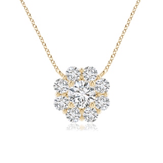 3.9mm HSI2 Floral Cluster Diamond Necklace in Yellow Gold