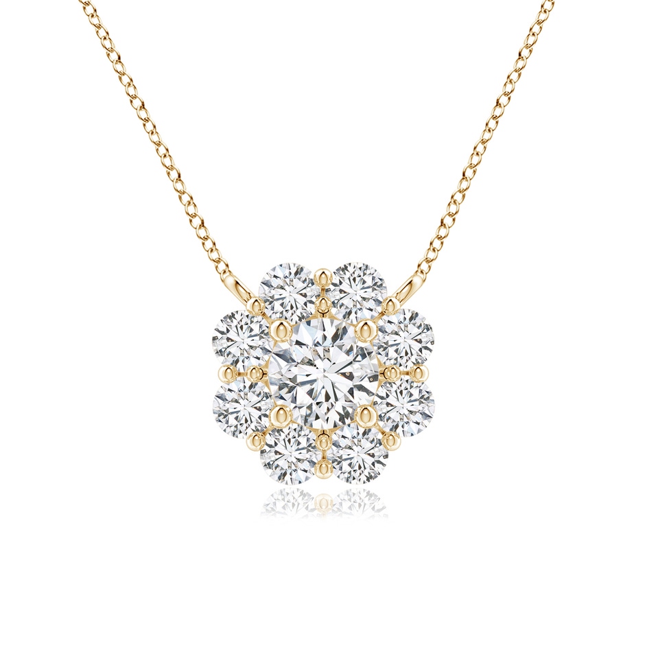 3.9mm HSI2 Floral Clustre Diamond Necklace in Yellow Gold 