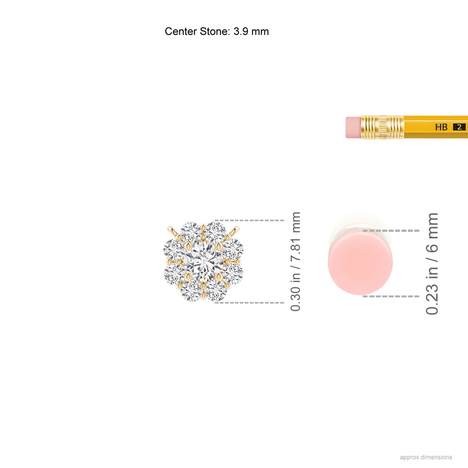3.9mm HSI2 Floral Clustre Diamond Necklace in Yellow Gold ruler